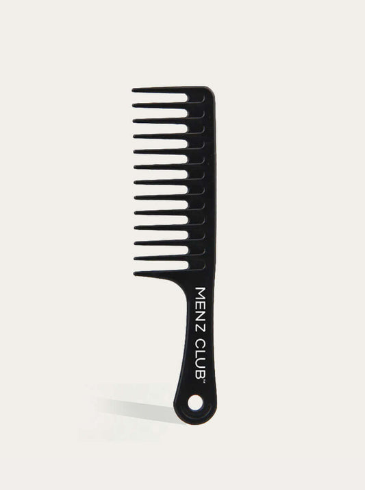 The Magic Comb by Menz Club with wider spaced teeth, perfect for achieving salon-like results and gently untangling curls without separating them.