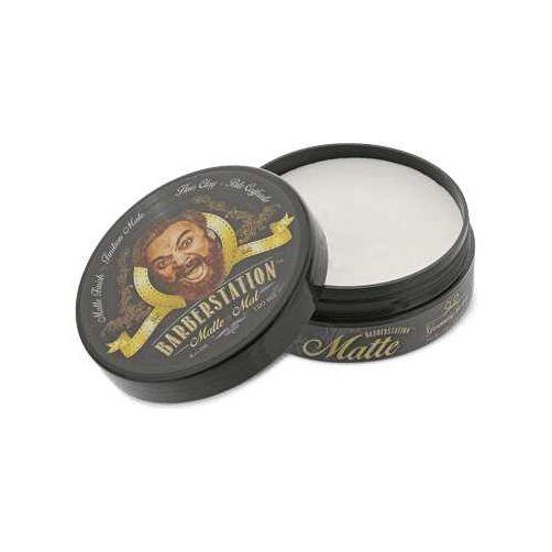 Barberstation Matte paste for men in an open black container showing its premium styling solution.