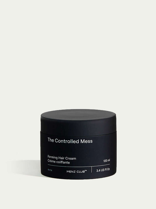 The Controlled Mess Forming Hair Cream for thick and curly hair, 100 ml jar, paraben-free, palm oil-free, sulfate-free hair product.