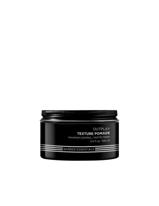 Redken Brews Outplay Texture Pomade jar, medium hold styling product for men, 100 ml